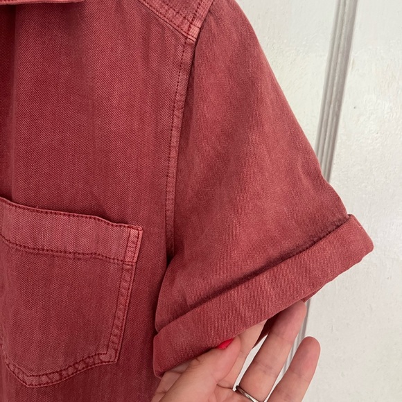 Gap Denim Popover Shirt Dress in Earthenware Red - Picture 6 of 9